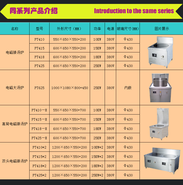 双头电磁矮汤炉